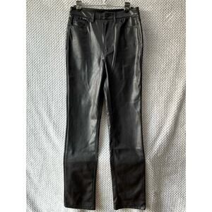 AFRM Pants 28 Black Heston Faux Leather High Rise Straight Leg 5 Pockets Lined